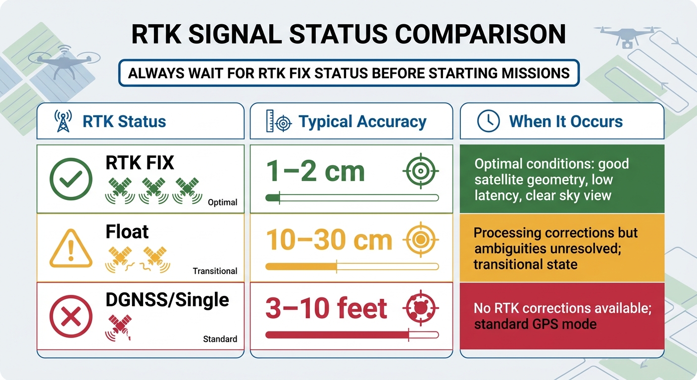 RTK Status Comparison: Accuracy Levels and Optimal Conditions