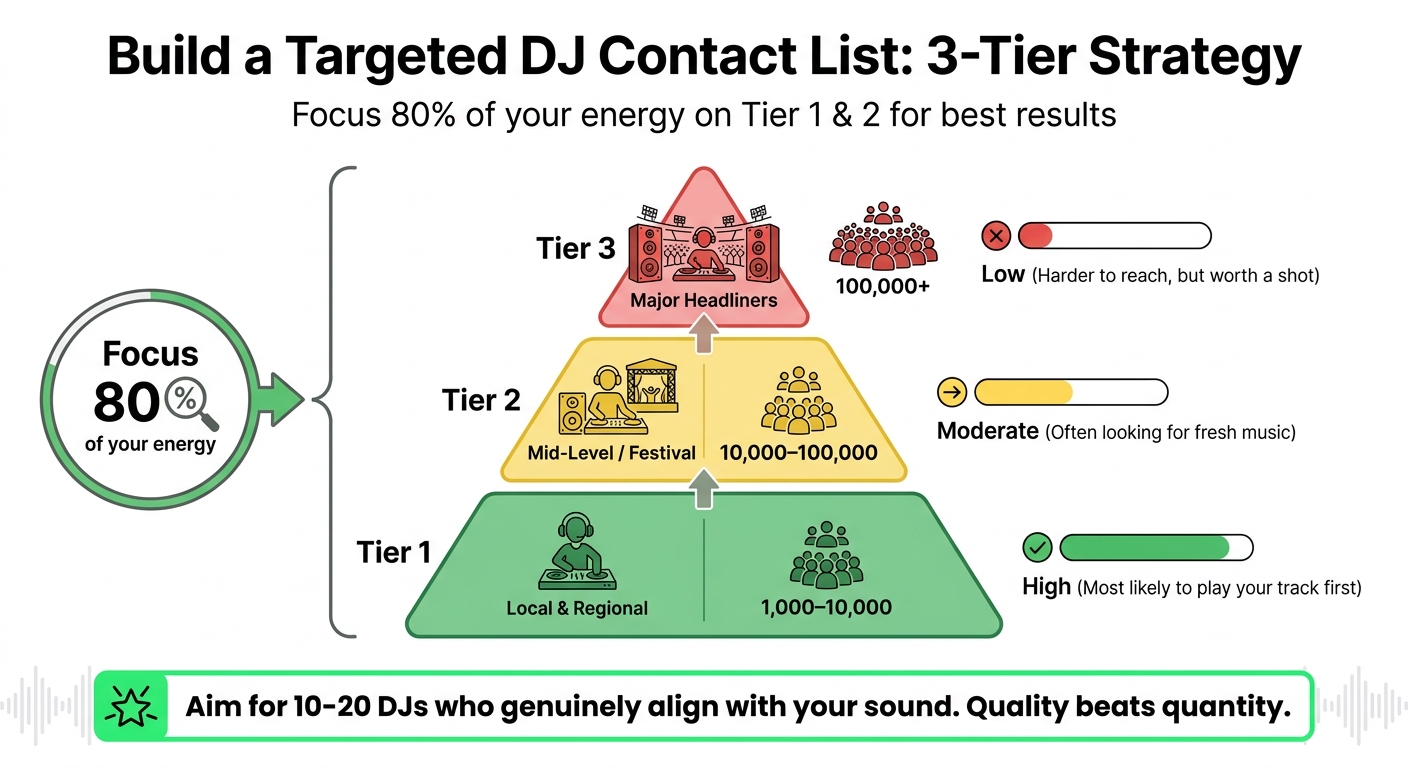 DJ Tier Targeting Strategy: Contact List Segmentation by Follower Count and Response Rate