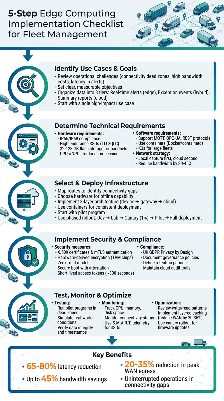 5-Step Edge Computing Implementation Checklist for Fleet Management