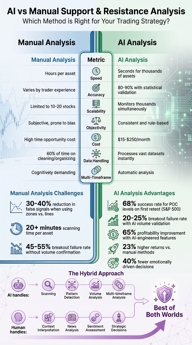 AI vs Manual Support and Resistance Analysis: Complete Comparison for Traders