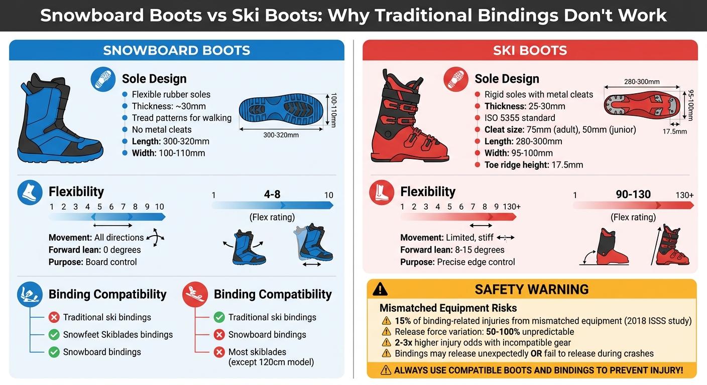 Snowboard Boots vs Ski Boots Design Differences and Compatibility