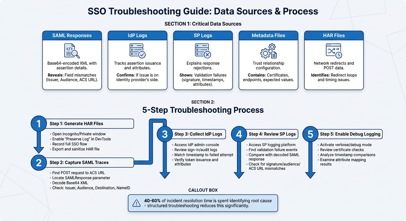 5-Step SSO Troubleshooting Process with Critical Logs and Data Sources