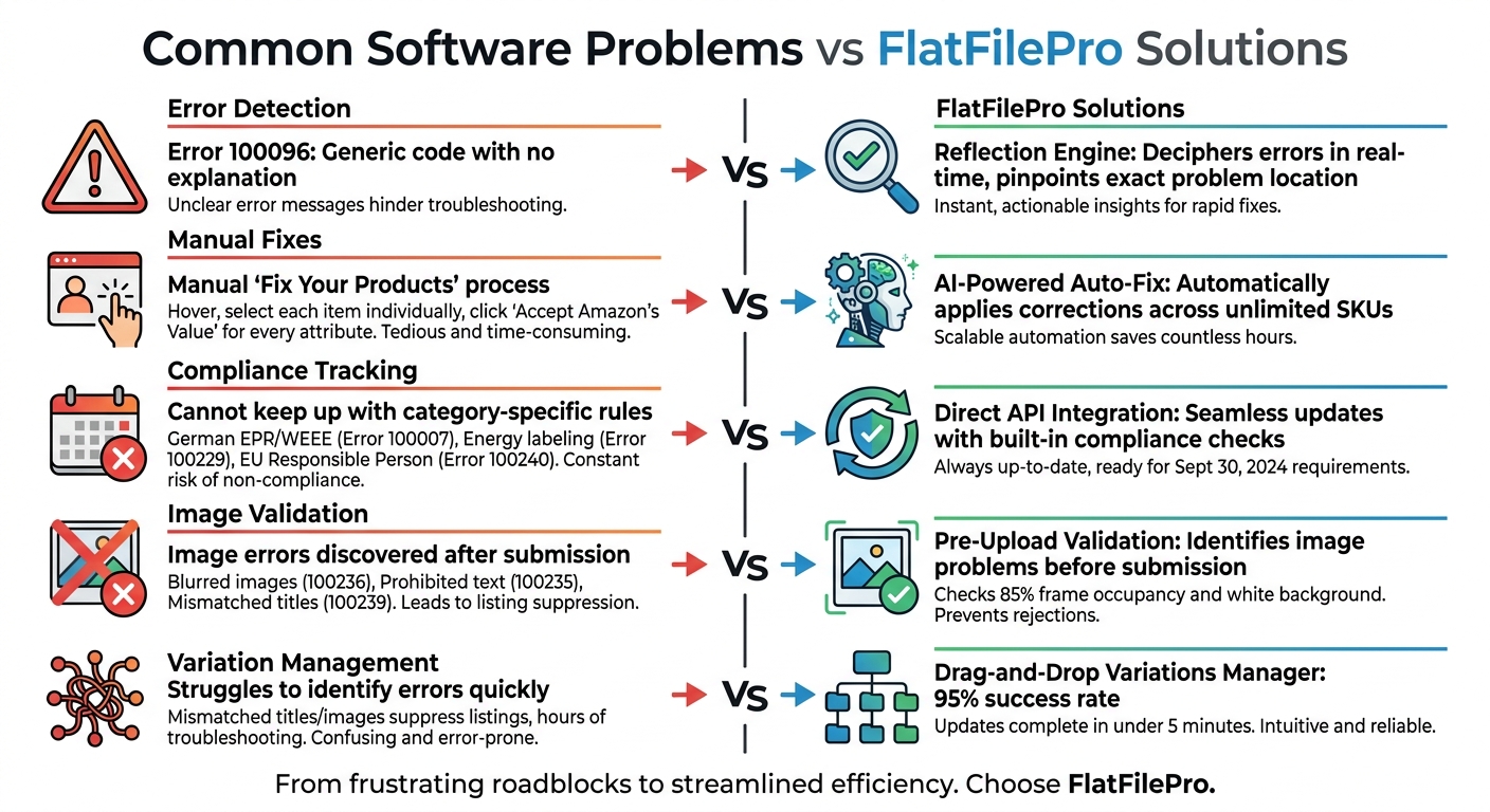 Why Most Amazon Listing Software Falls Short 3 Common Amazon Listing Software Problems vs FlatFilePro Solutions Comparison