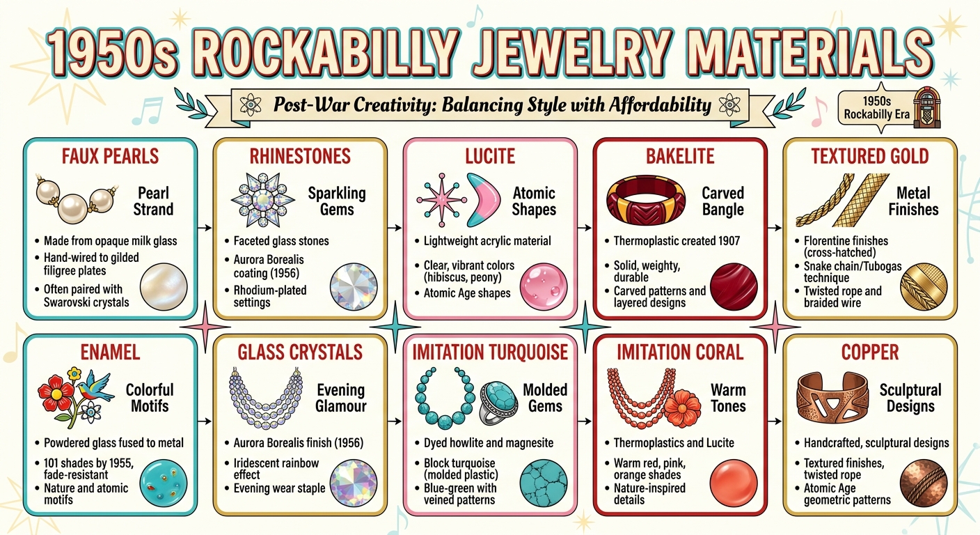 10 Popular Materials in 1950s Rockabilly Jewelry: Visual Guide
