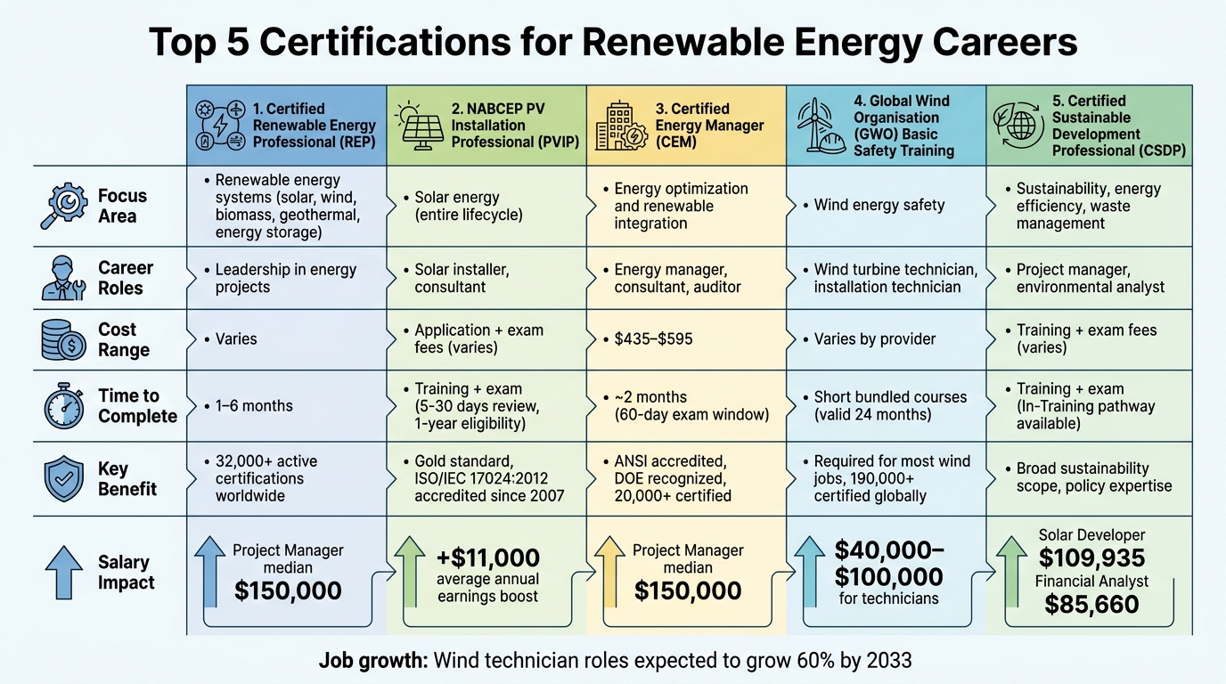 Top 5 Renewable Energy Certifications Comparison Chart