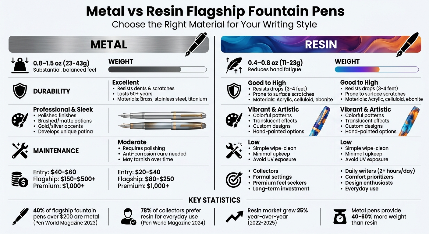 Metal vs Resin Fountain Pens: Complete Comparison Guide