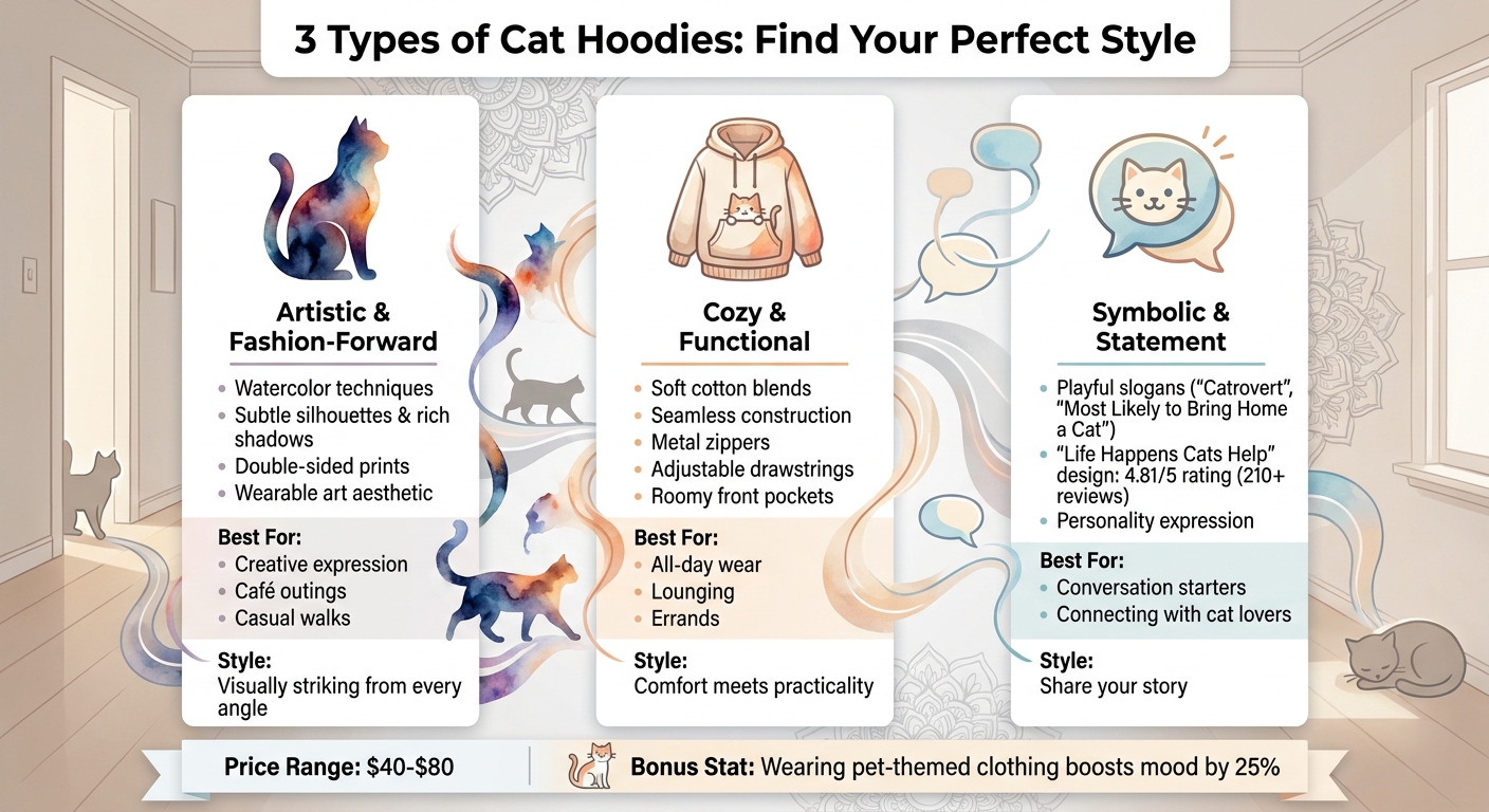Cat Hoodie Types Comparison: Artistic, Cozy, and Statement Styles