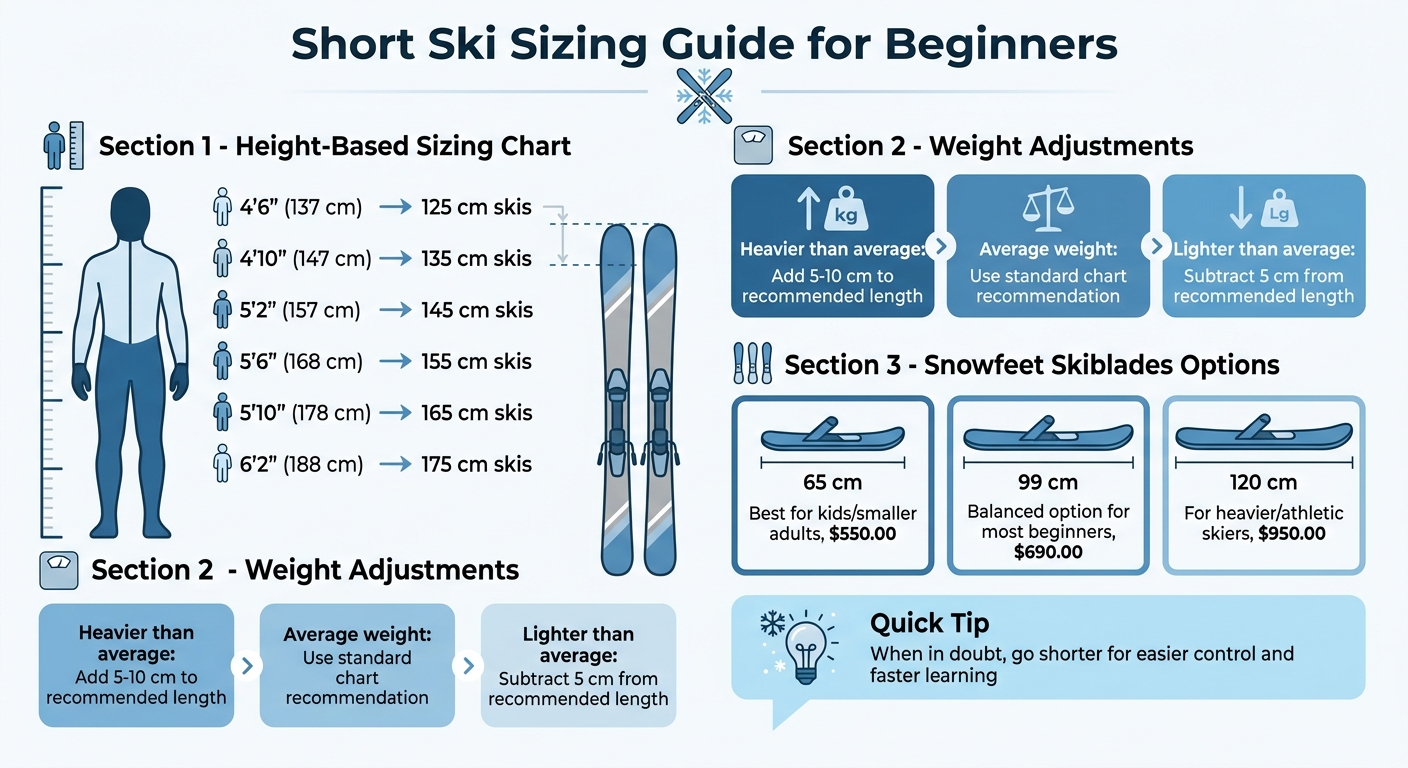 Short Ski Length Guide for Beginners by Height and Weight