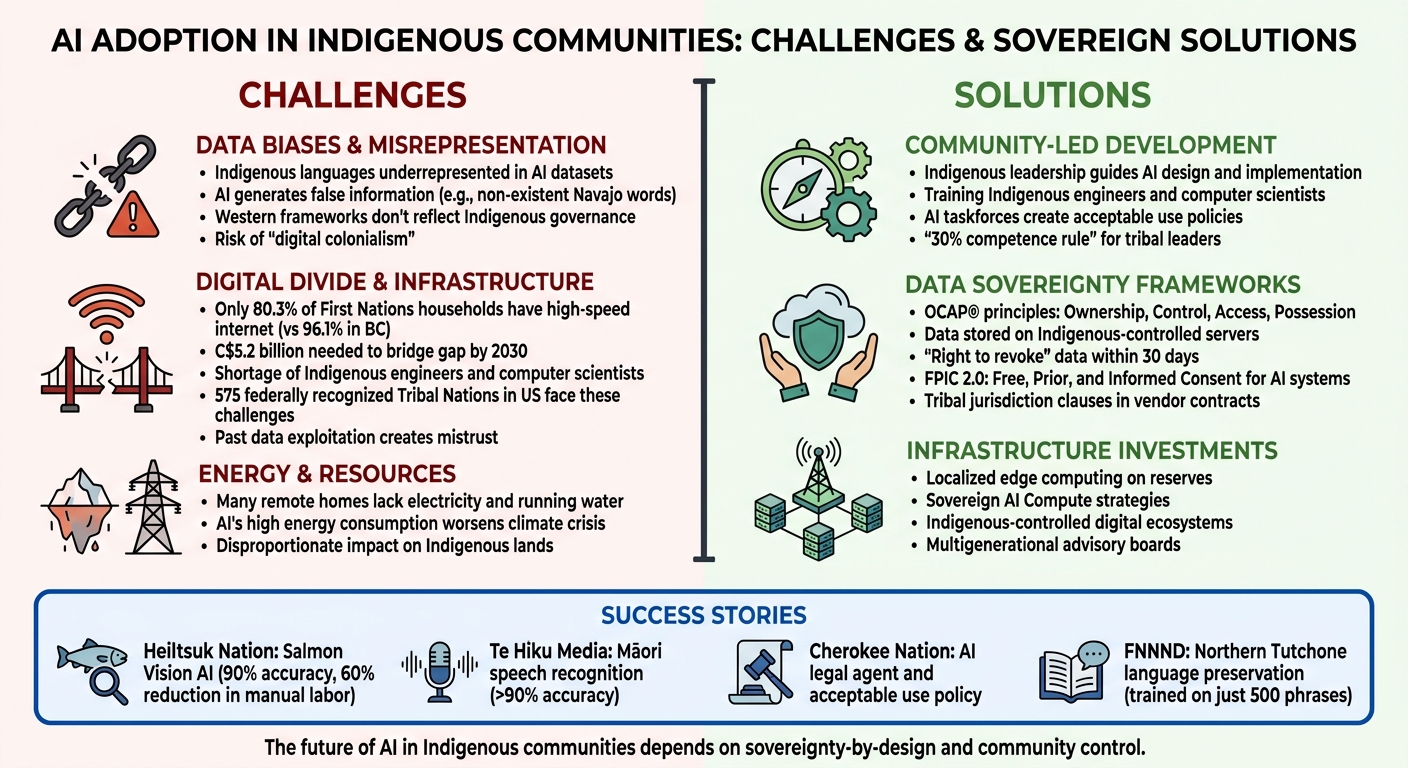 Challenges vs Solutions for AI Adoption in Indigenous Communities