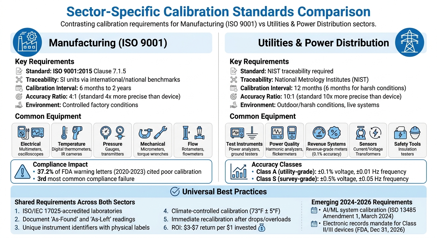 ISO 9001 vs Utility Calibration Standards Comparison Chart