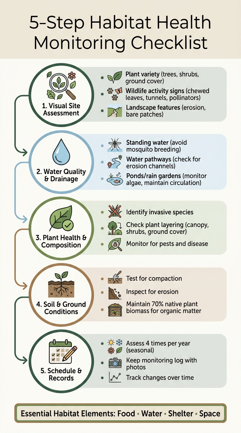 5-Step Habitat Health Monitoring Checklist for Backyard Wildlife