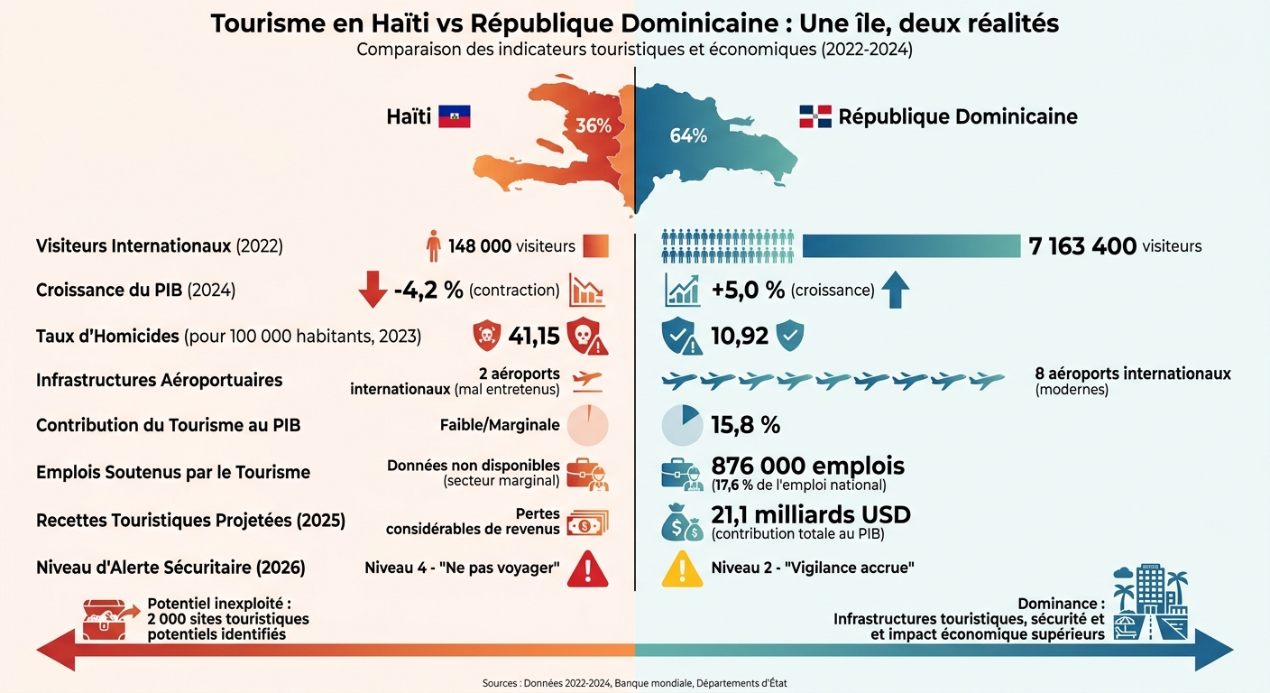 Comparaison tourisme Haïti vs République Dominicaine : statistiques clés 2022-2024