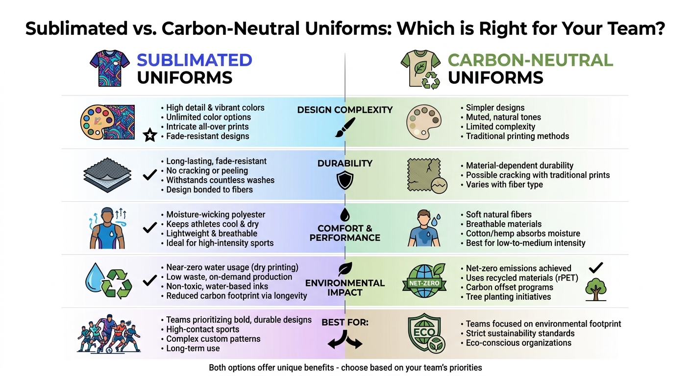 Sublimated vs Carbon-Neutral Uniforms Comparison Chart