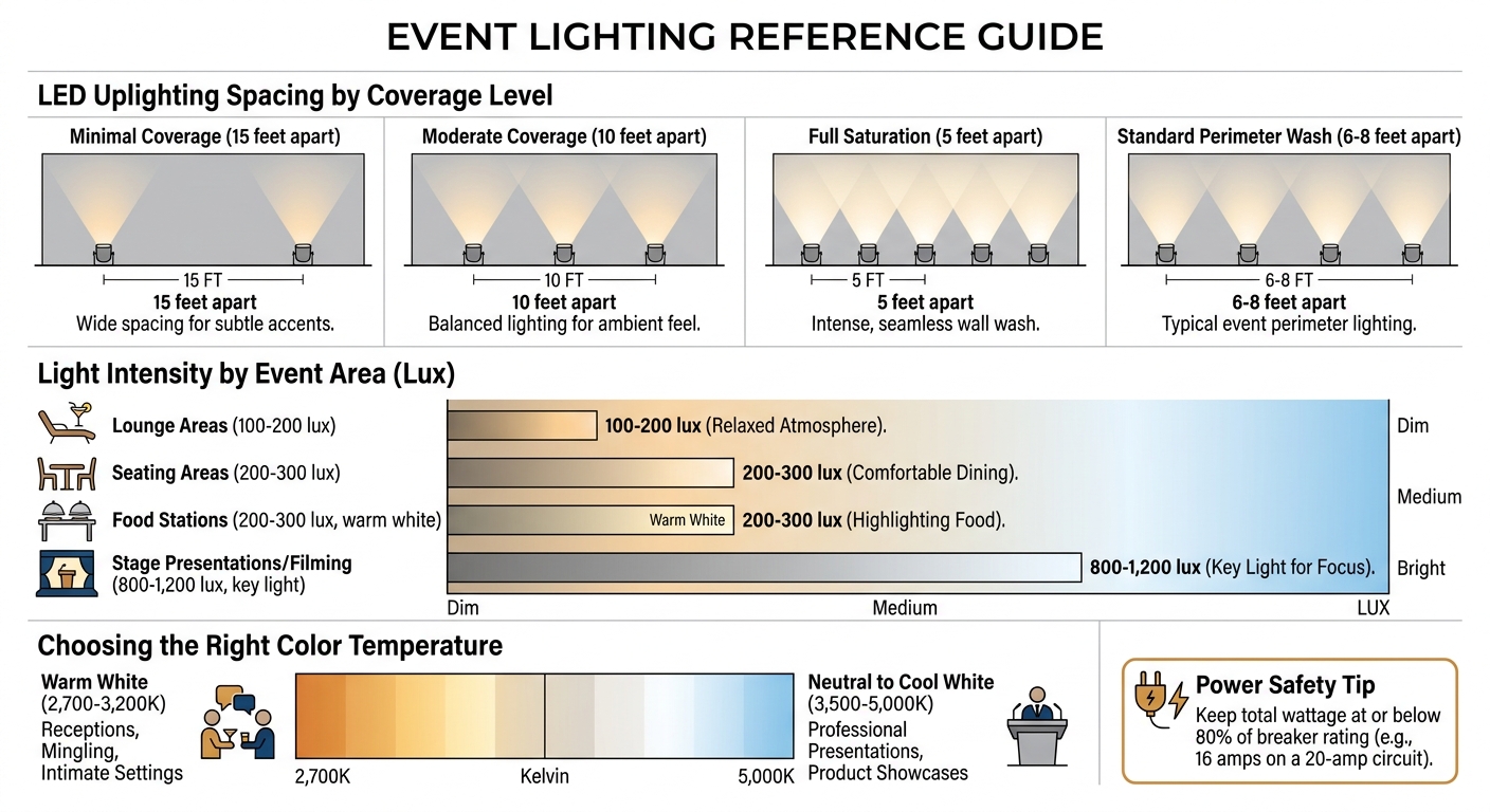 Event Lighting Quick Reference Guide: Spacing, Brightness Levels, and Color Temperatures