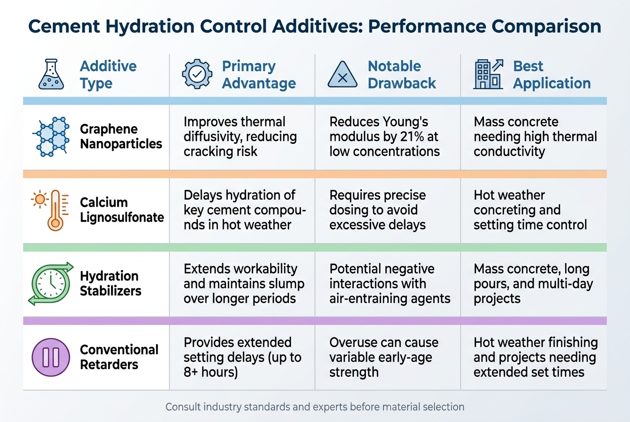 Cement Hydration Control Additives Comparison Chart