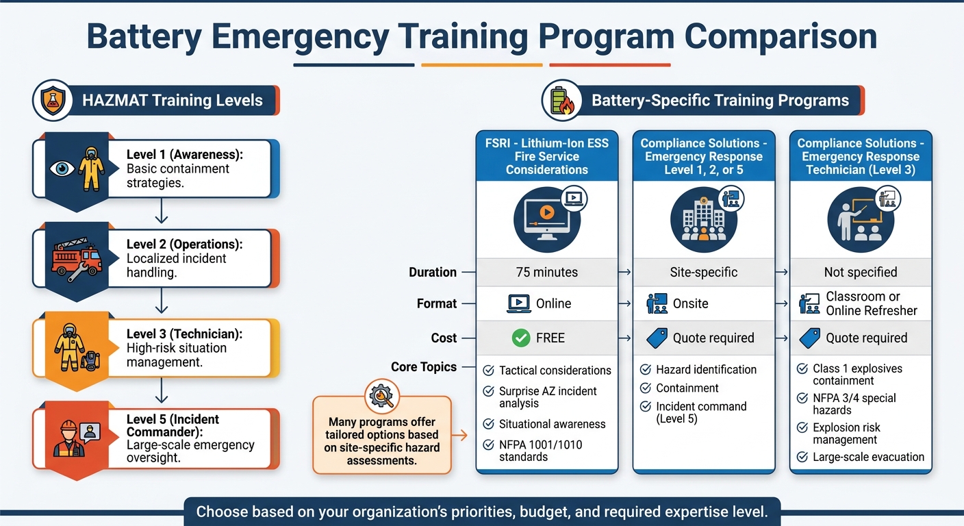 First Responder Training Programs for Battery Storage Emergencies Comparison