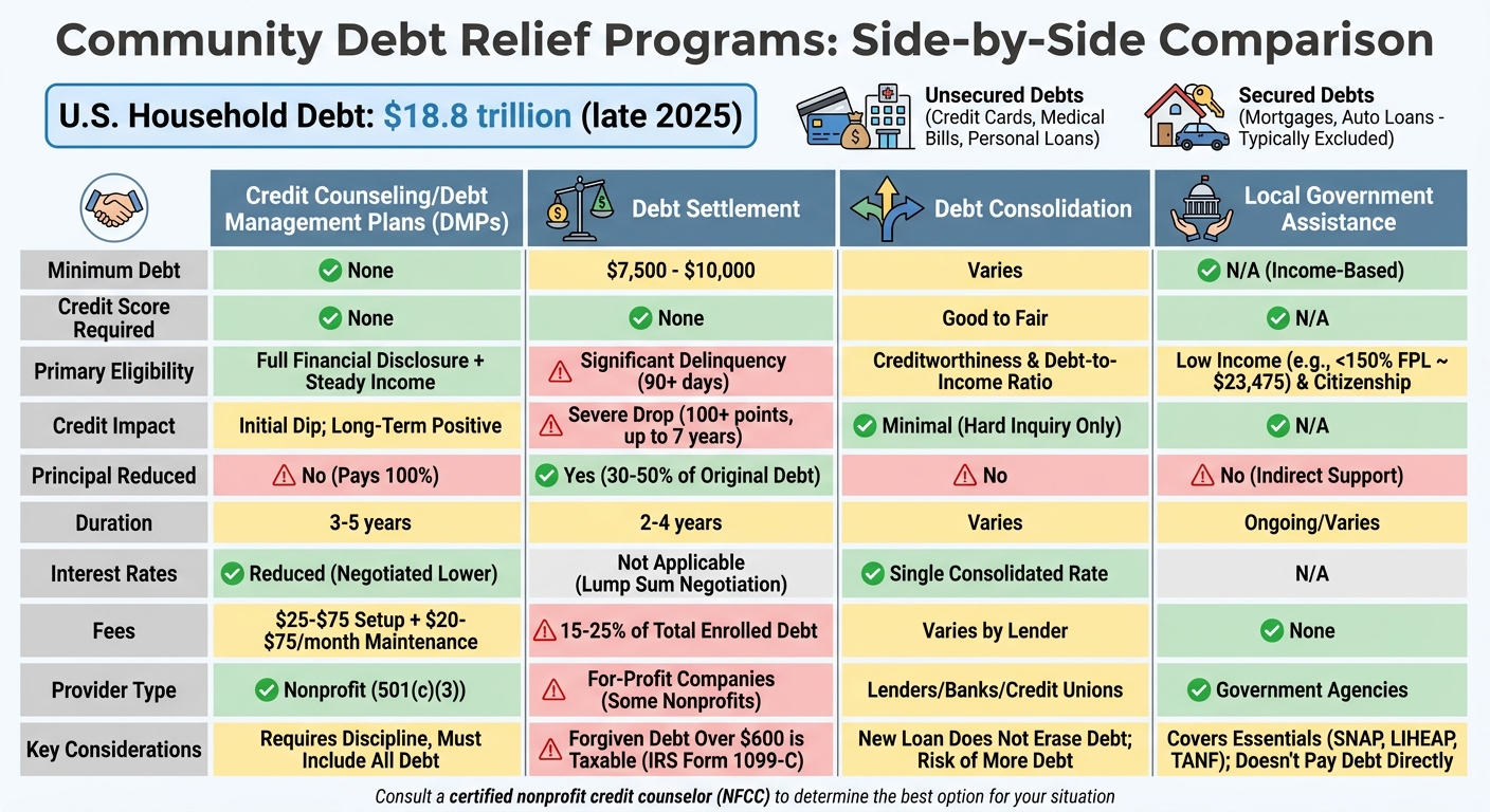 Comparison of Debt Relief Program Types: Requirements, Credit Impact, and Duration