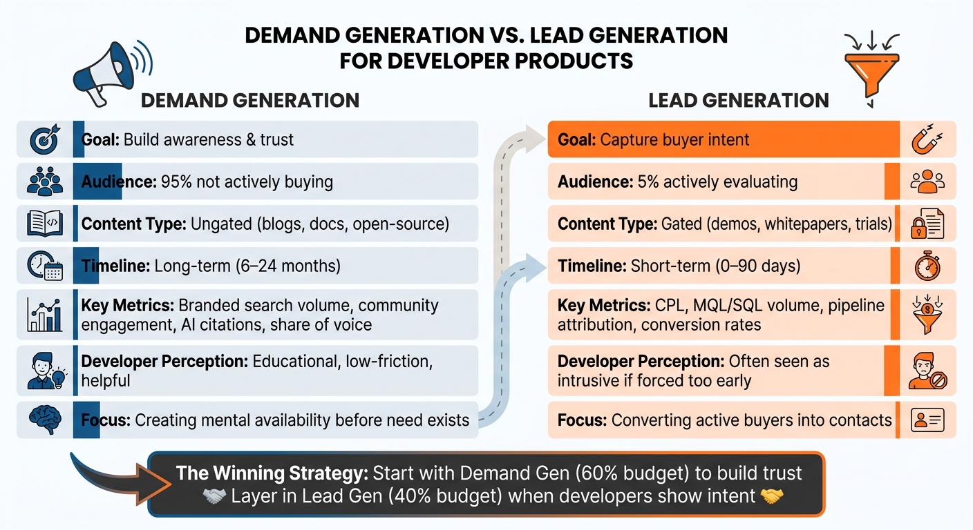 Demand Generation vs Lead Generation for Developer Products: Key Differences