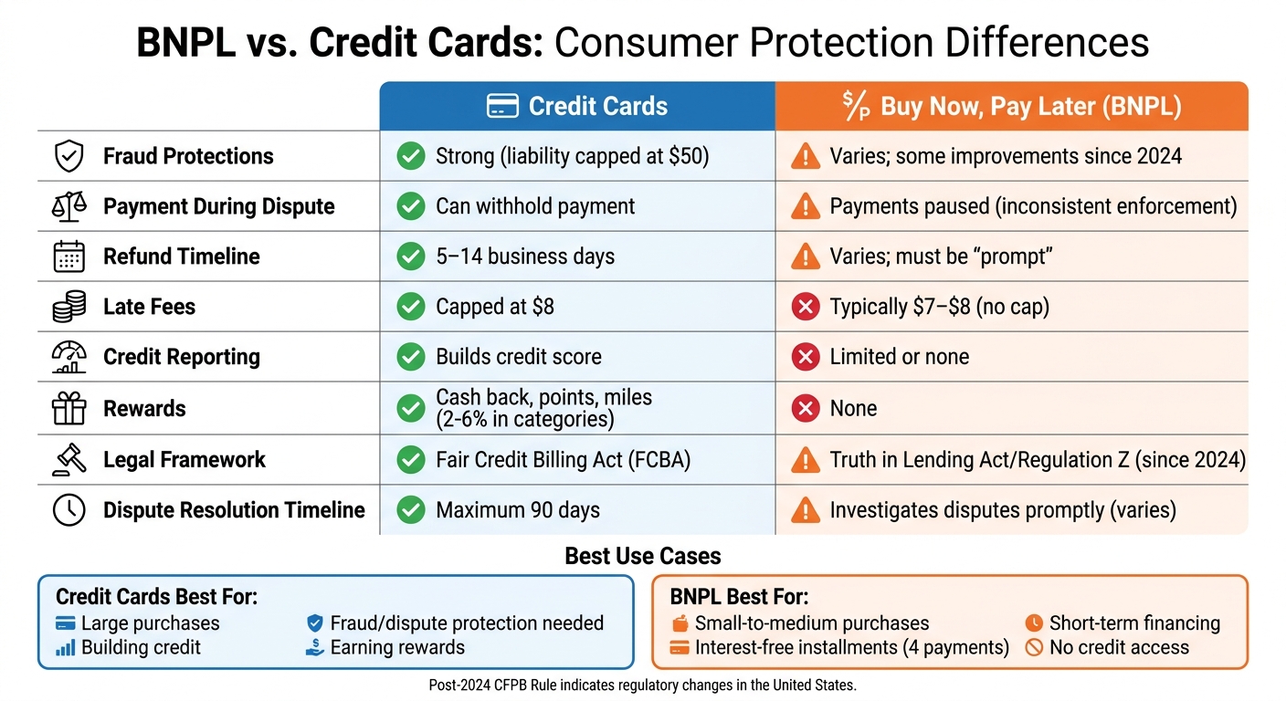 BNPL vs Credit Cards: Consumer Protection Comparison Chart