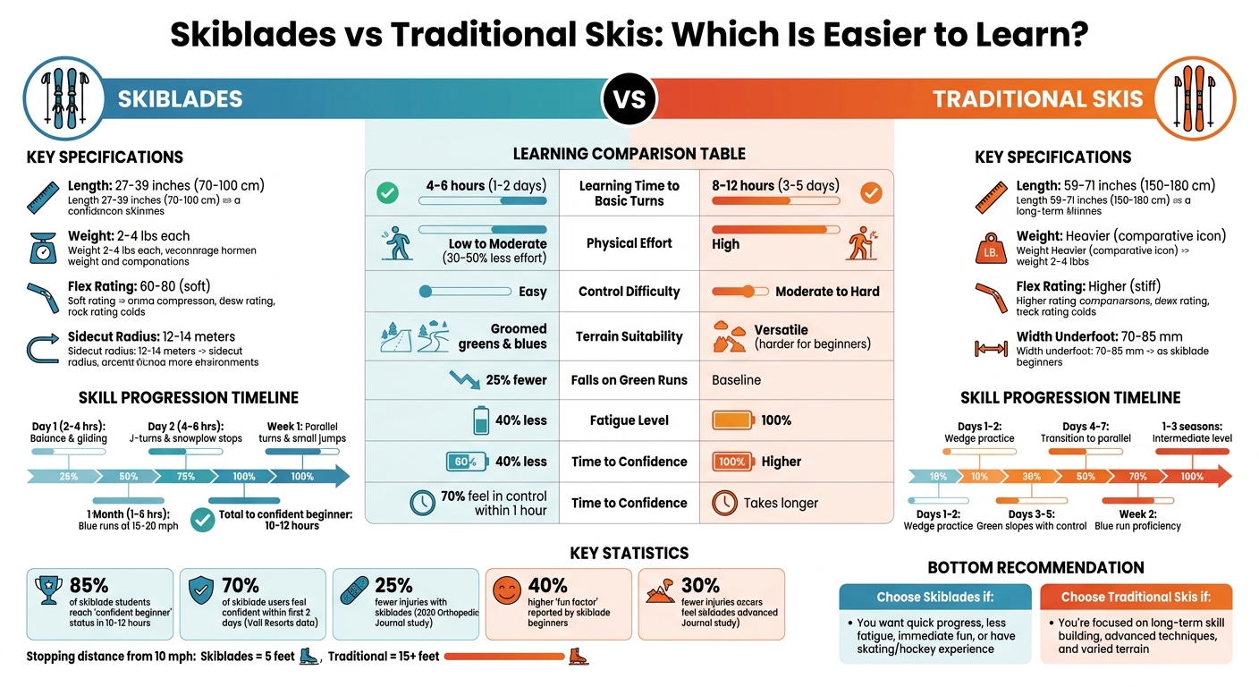 Skiblades vs Traditional Skis: Beginner Learning Comparison Chart