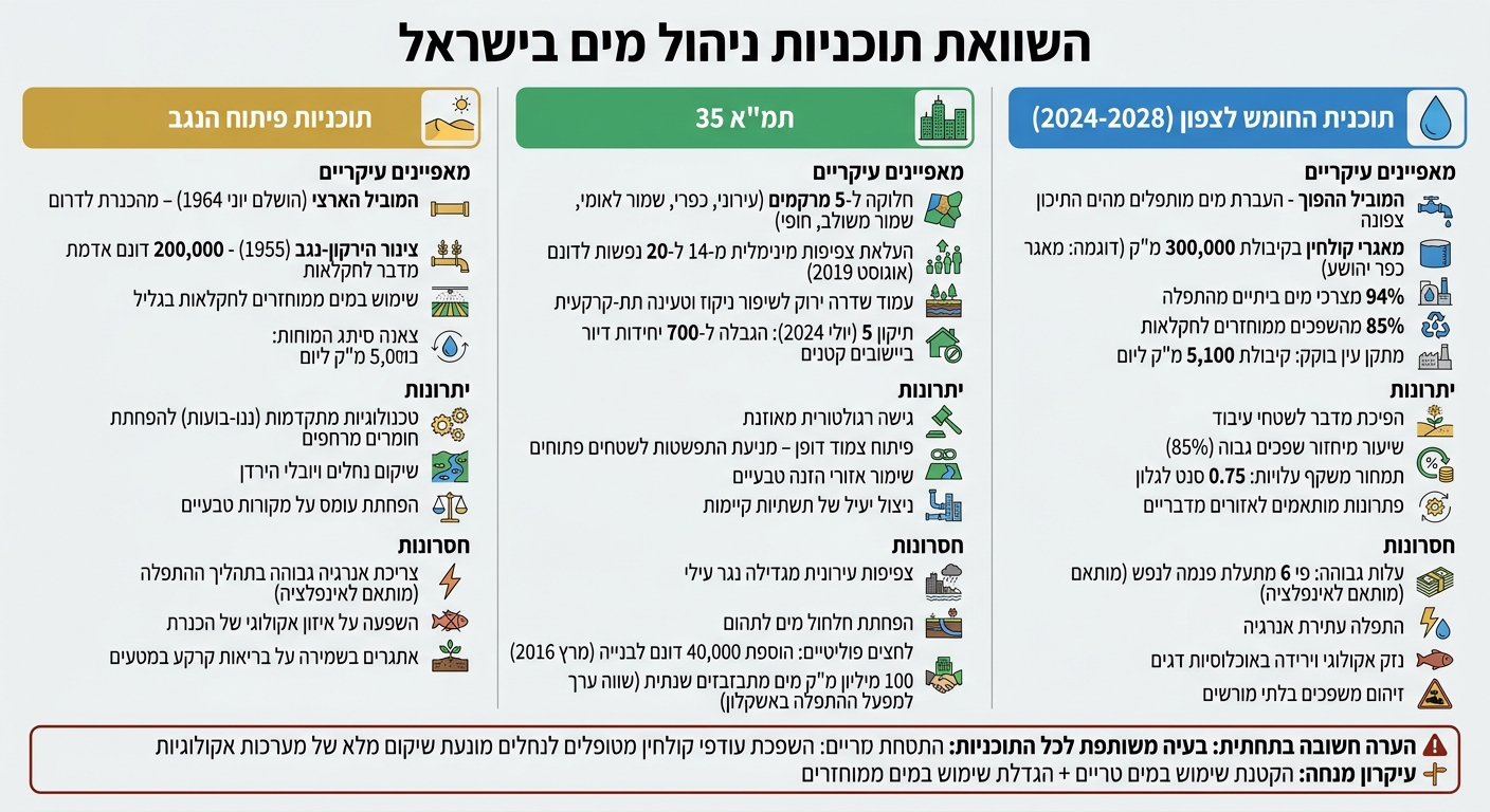 השוואת תוכניות ניהול מים בישראל: צפון, תמ״א 35 ונגב