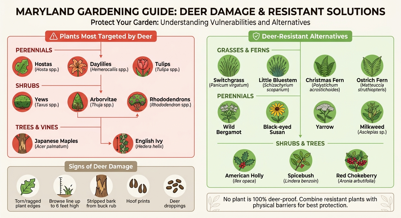 Most Deer-Damaged Plants vs Deer-Resistant Alternatives in Maryland Gardens