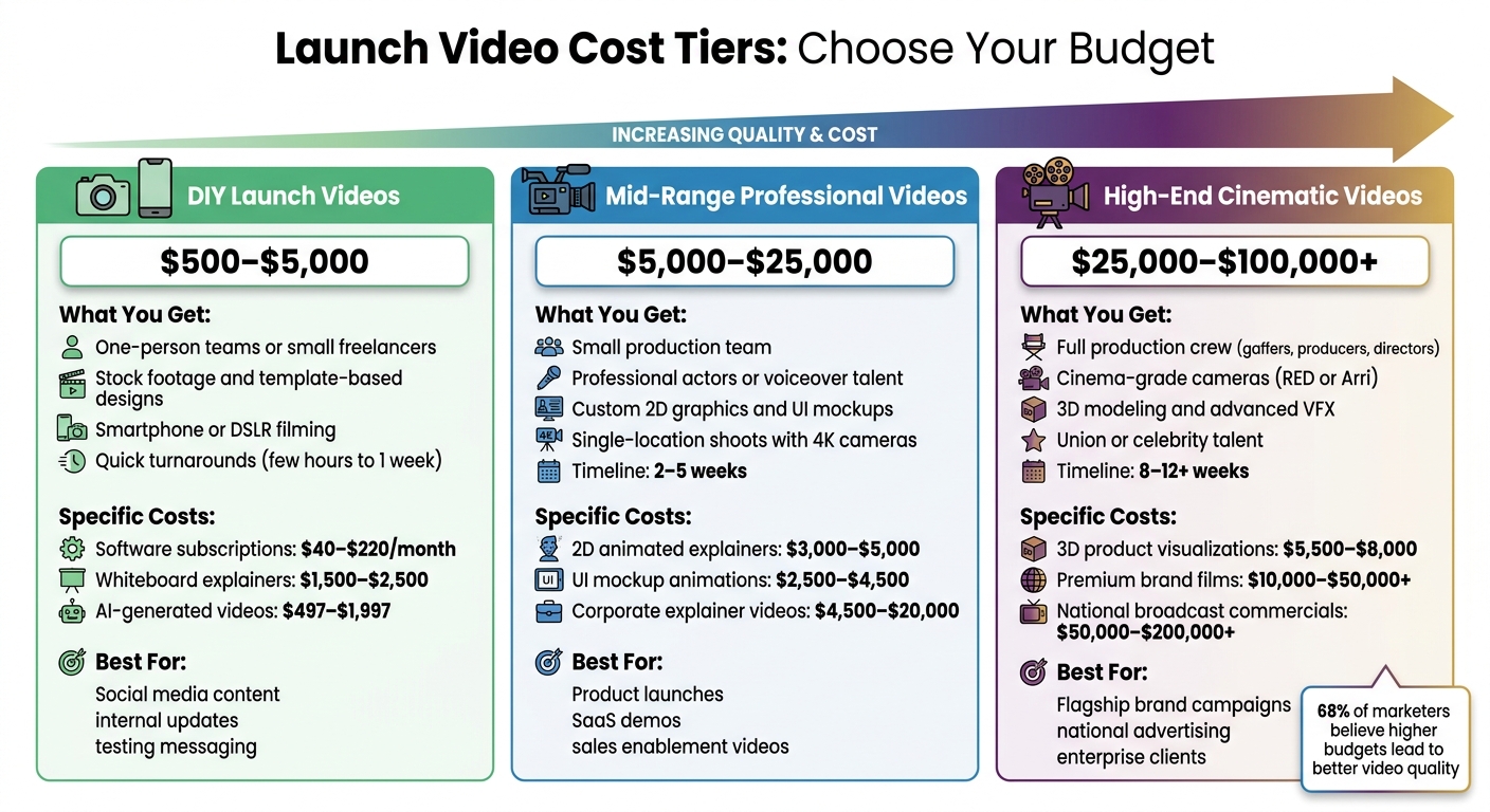 Launch Video Cost Breakdown by Budget Tier 2026