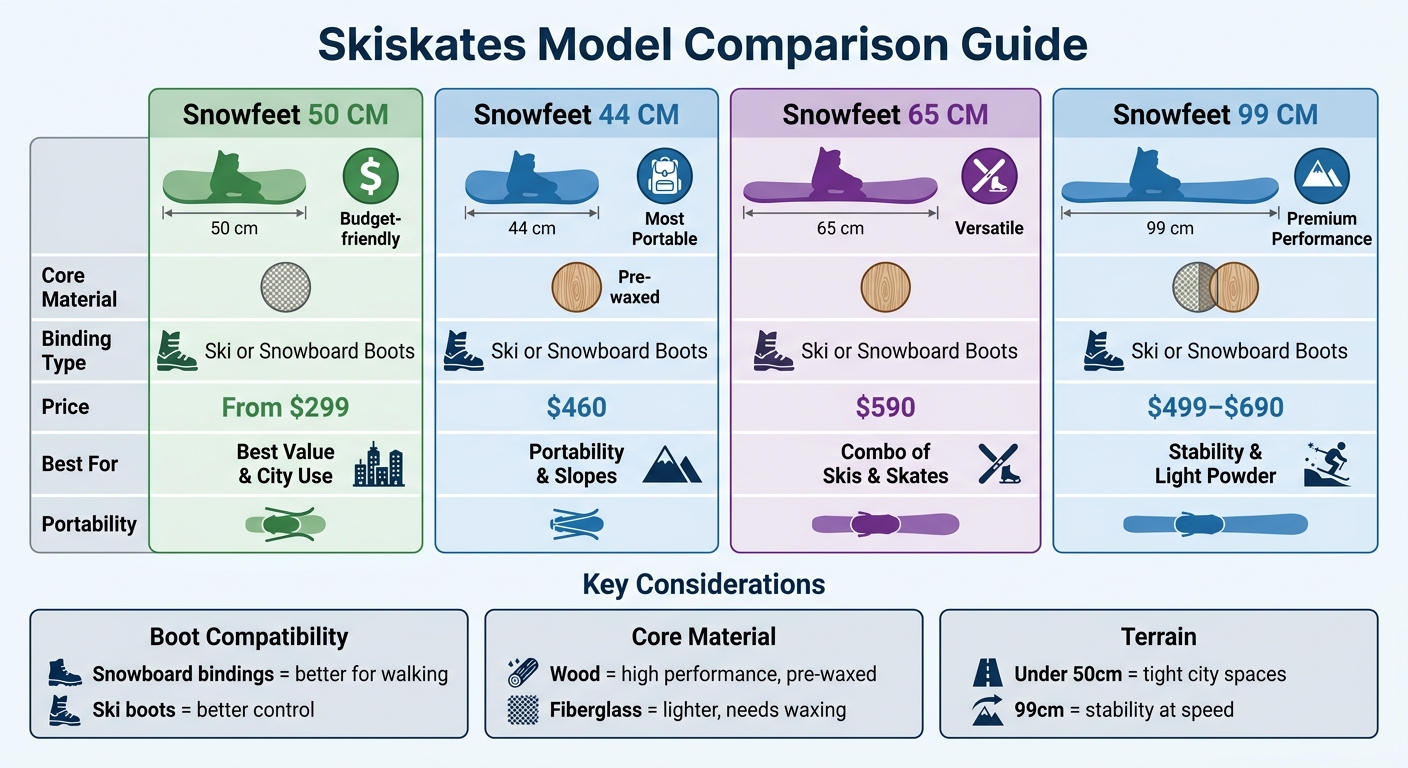 Skiskates Model Comparison: Features, Prices, and Best Uses