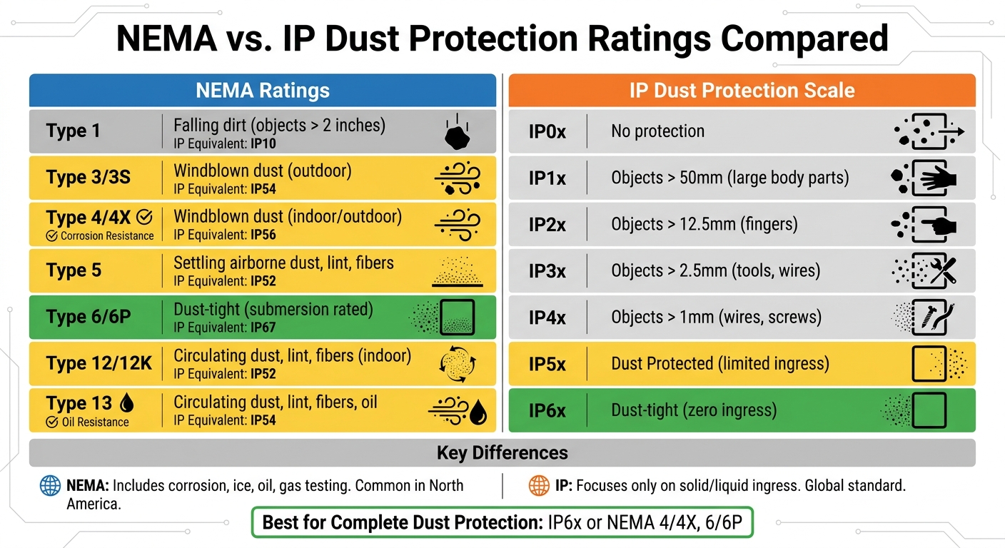 NEMA vs IP Dust Protection Ratings Comparison Chart