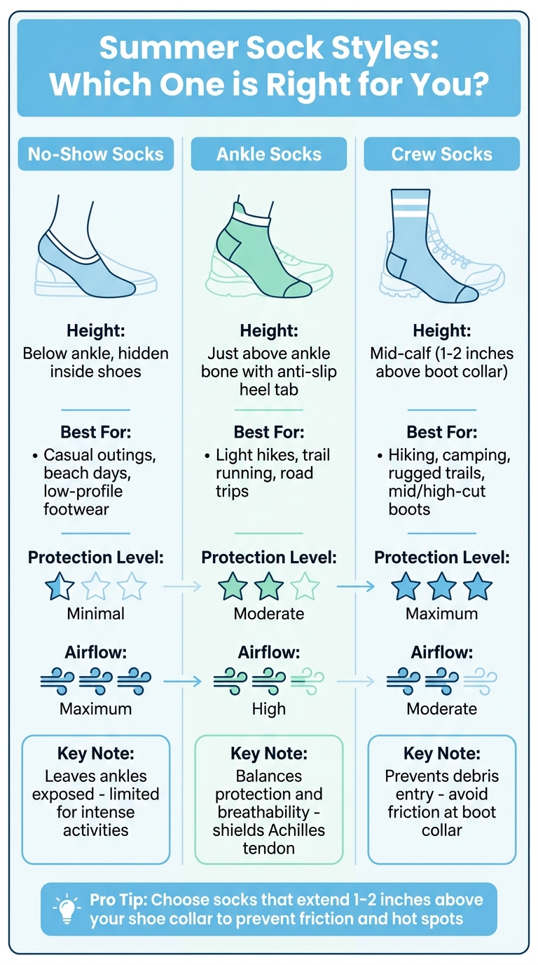 Summer Sock Styles Comparison: No-Show vs Ankle vs Crew