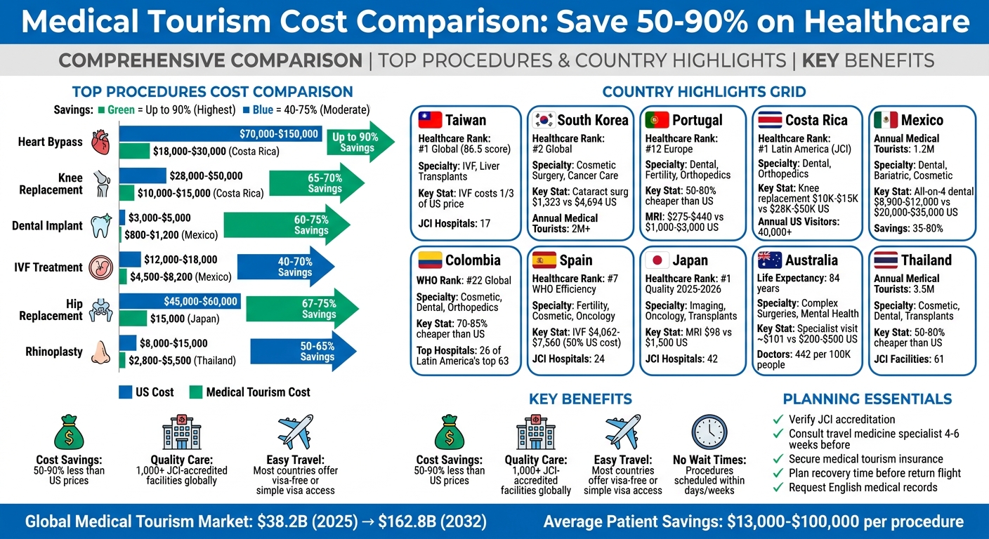 Medical Tourism Cost Savings: 10 Countries vs US Healthcare Prices