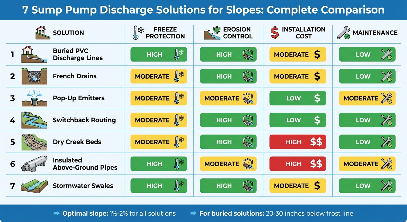 Sump Pump Discharge Solutions Comparison: Costs, Freeze Protection & Erosion Control