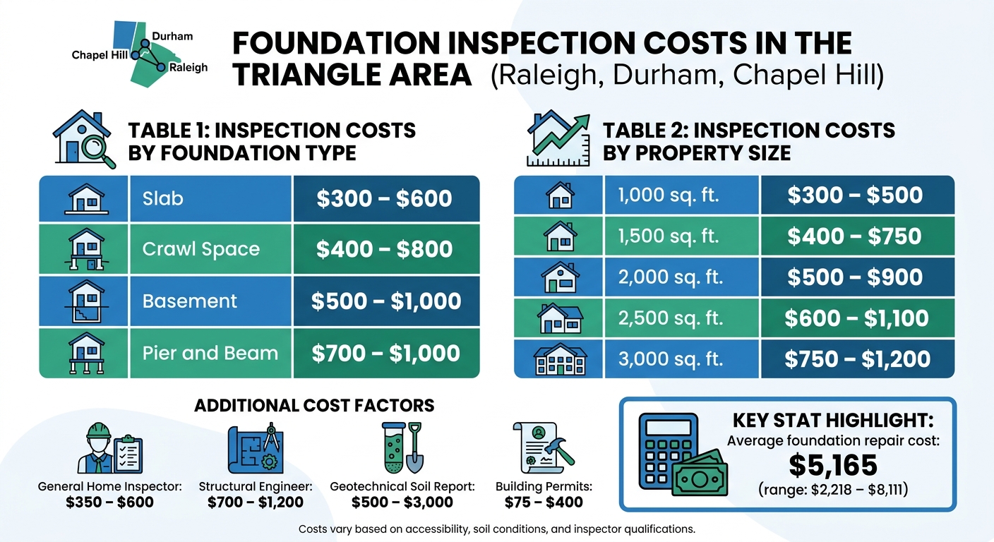 Foundation Inspection Costs by Property Size and Foundation Type in Triangle Area