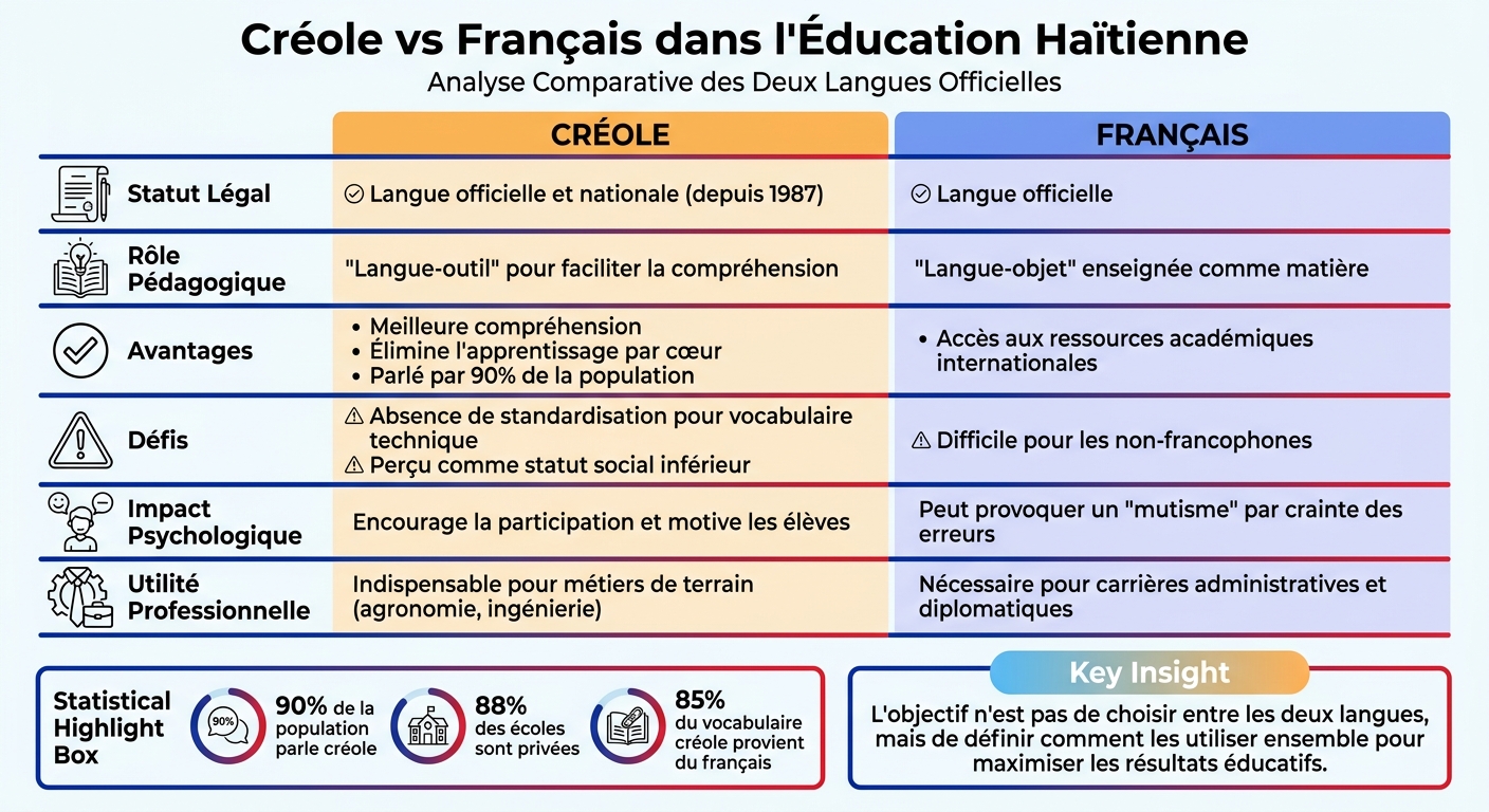 Créole vs Français dans l'éducation haïtienne : comparaison des avantages et défis