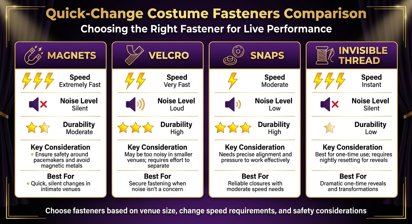 Quick-Change Costume Fastener Comparison Chart