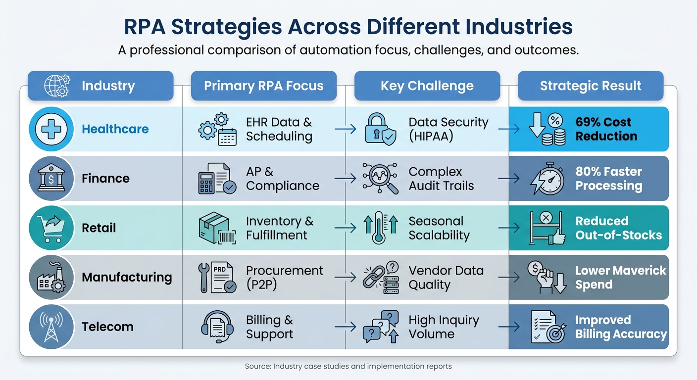 RPA Implementation Strategies Across Five Major Industries