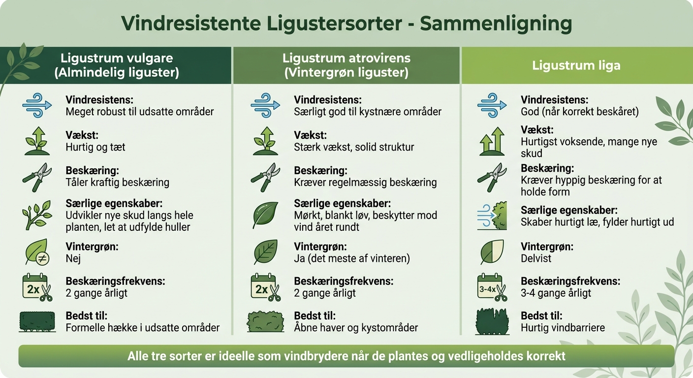 Sammenligning af vindresistente ligustersorter til danske haver