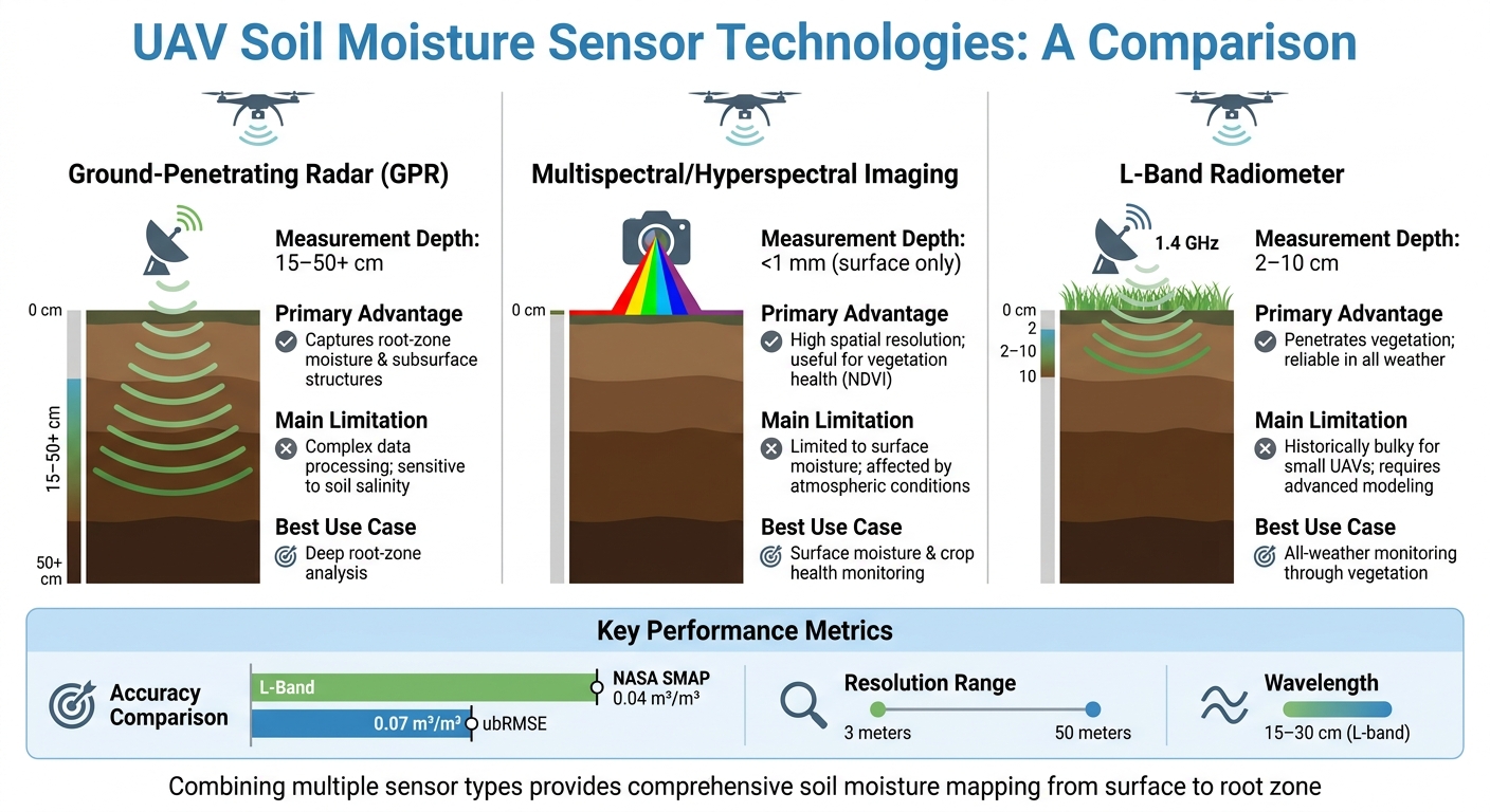 UAV Soil Moisture Sensor Technologies Comparison Chart