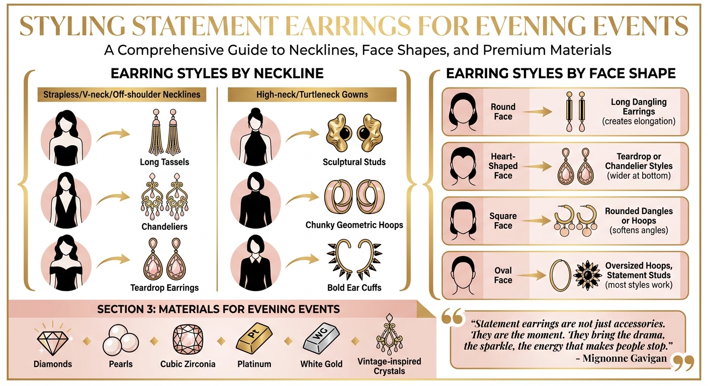 Statement Earring Styles Guide by Face Shape and Neckline