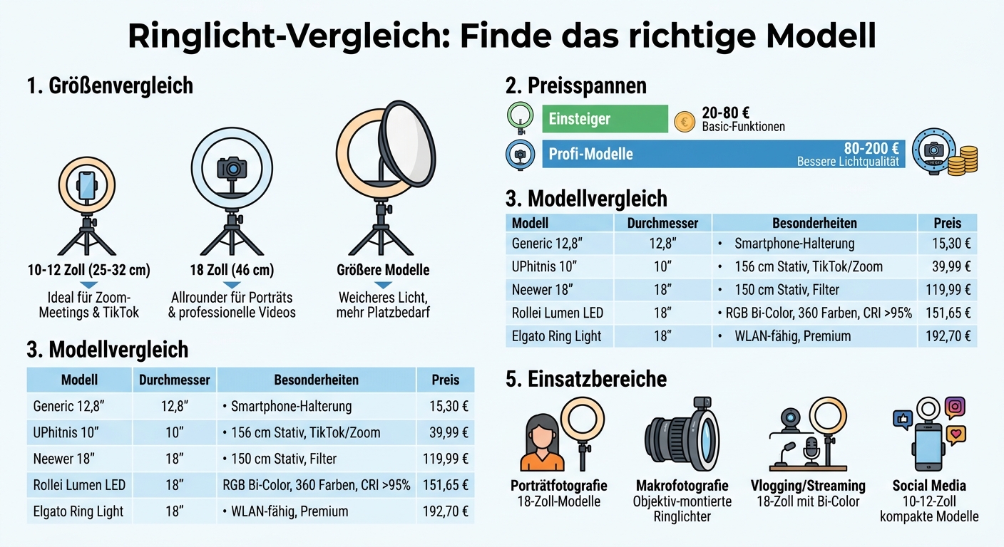 Ring light buying guide: sizes, prices, and areas of application in comparison