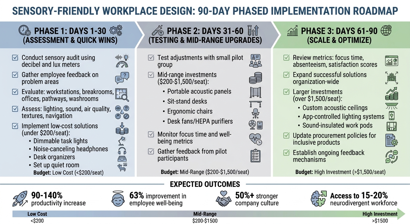 Sensory-Friendly Workplace Implementation Roadmap: 90-Day Action Plan