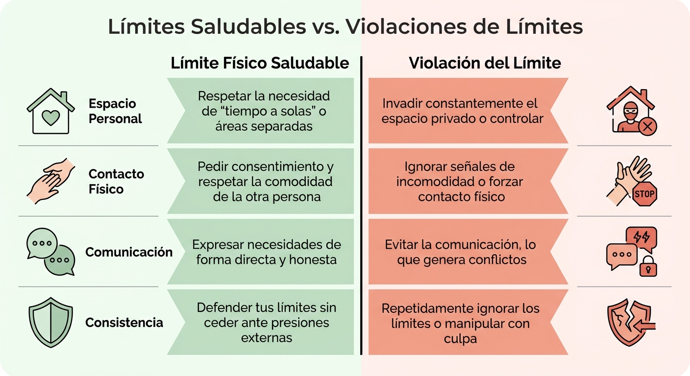 Límites Físicos Saludables vs Violaciones de Límites en Pareja