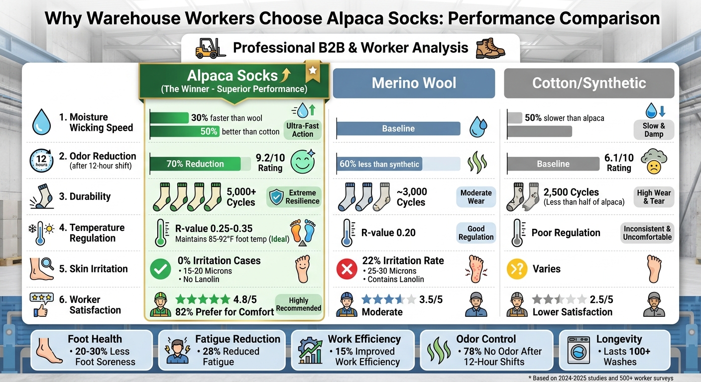Alpaca Socks vs Cotton vs Wool Performance Comparison for Warehouse Workers