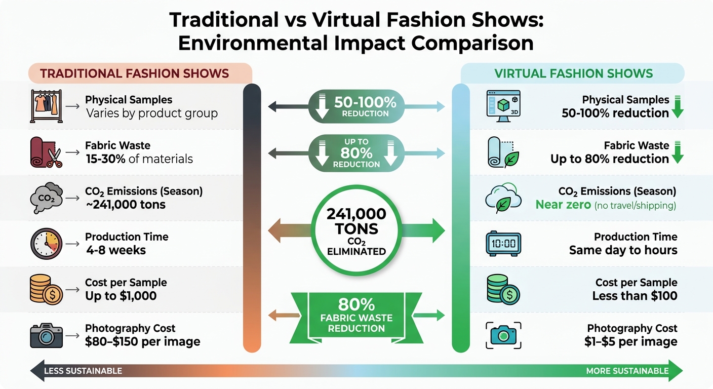 Traditional vs Virtual Fashion Shows: Waste Reduction Comparison