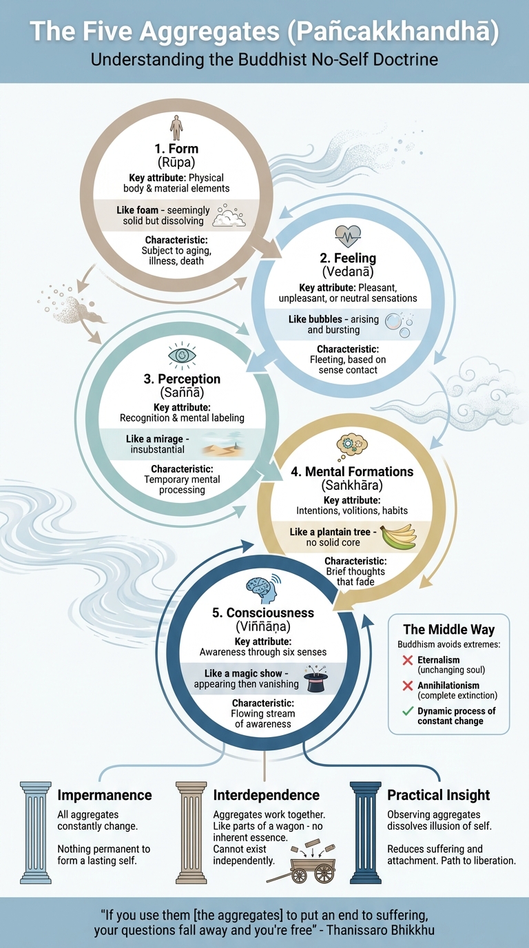 The Five Aggregates in Buddhist Philosophy: Components of No-Self