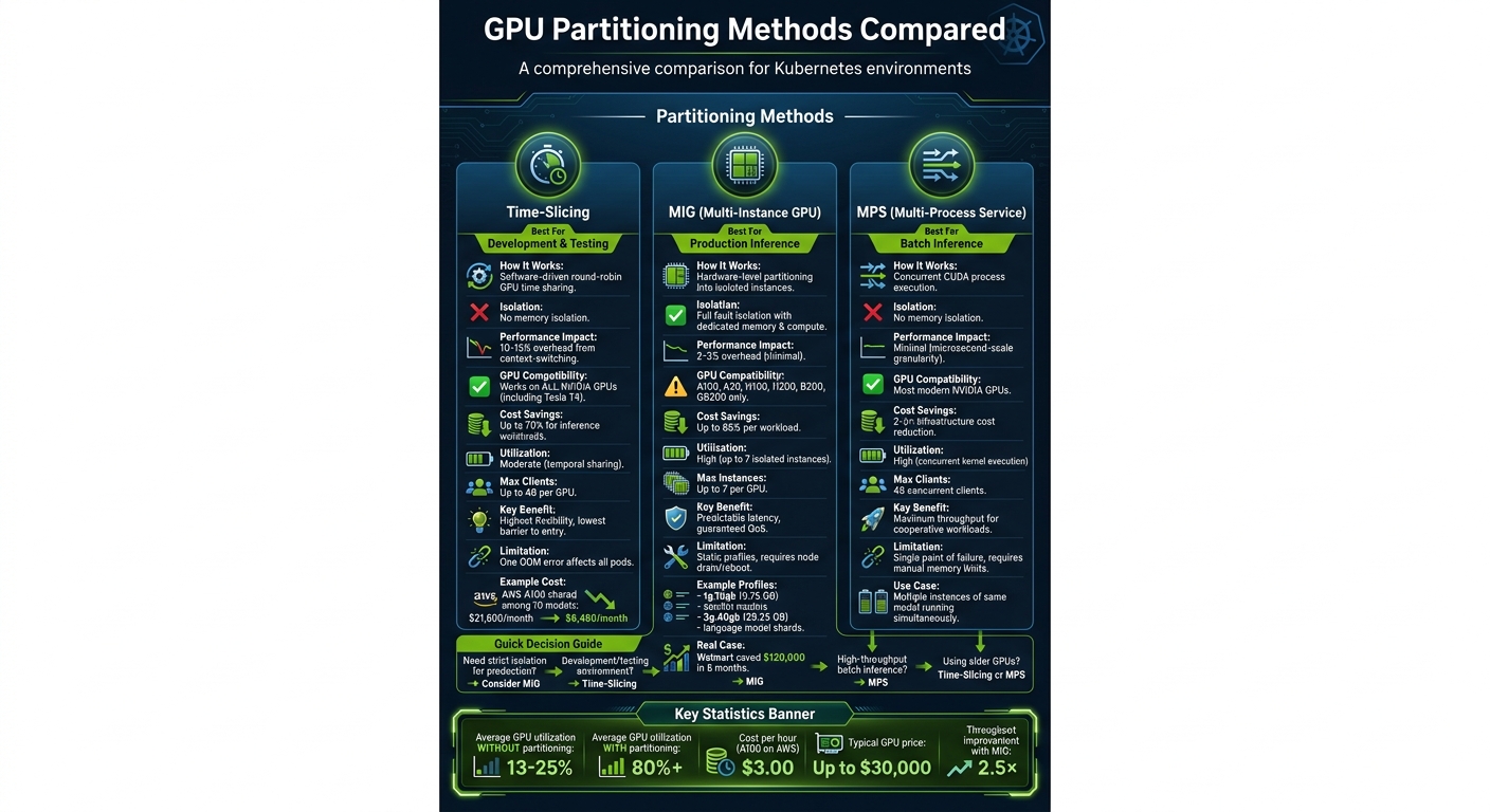 GPU Partitioning Methods Comparison: Time-Slicing vs MIG vs MPS