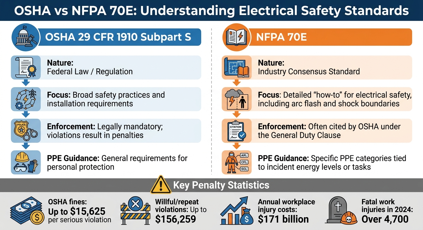 OSHA vs NFPA 70E Electrical Safety Standards Comparison