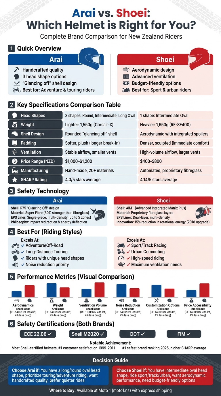 Arai vs Shoei Motorcycle Helmets Complete Comparison Guide