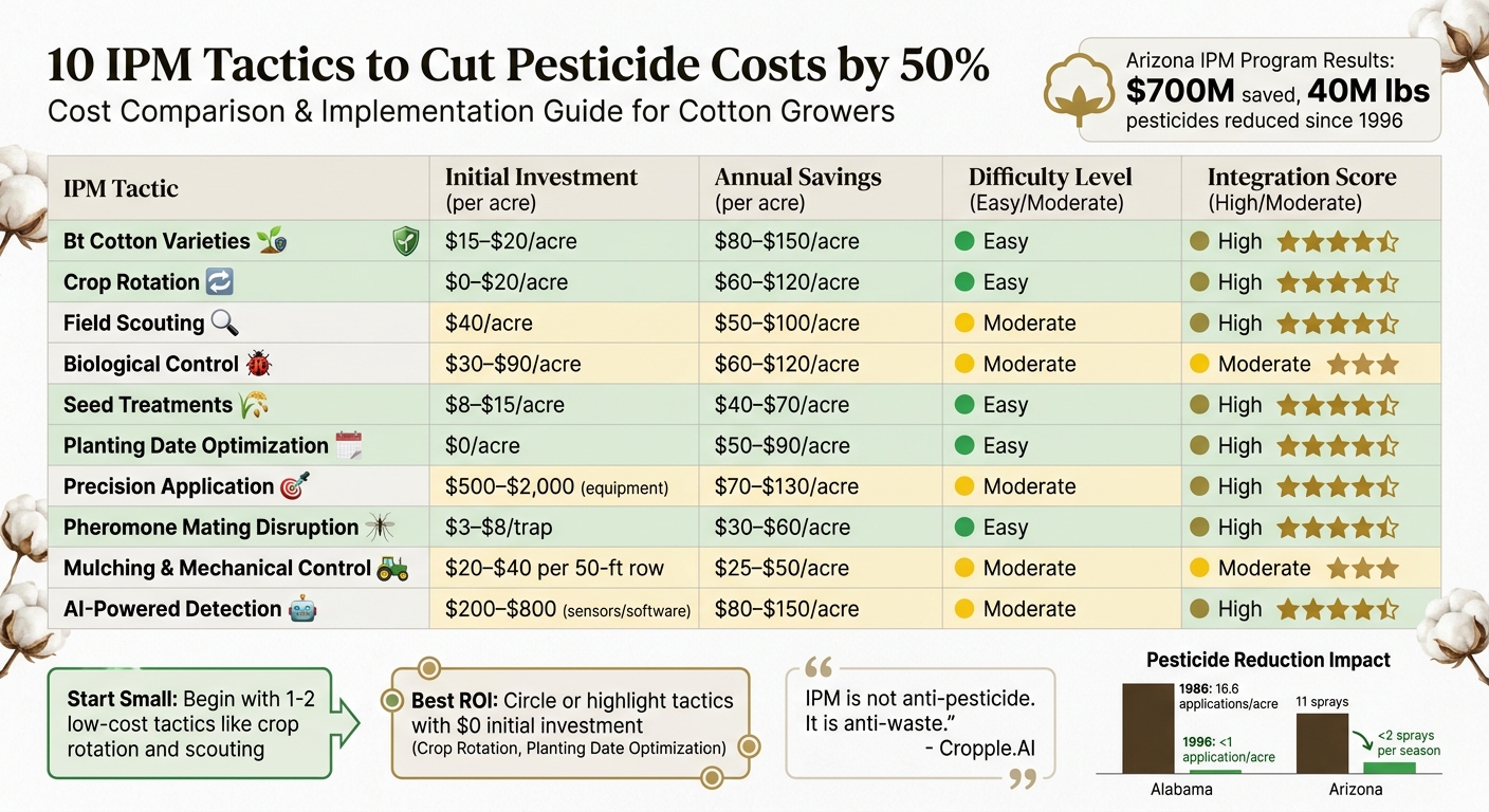 IPM Tactics for Cotton: Cost Comparison and ROI Analysis