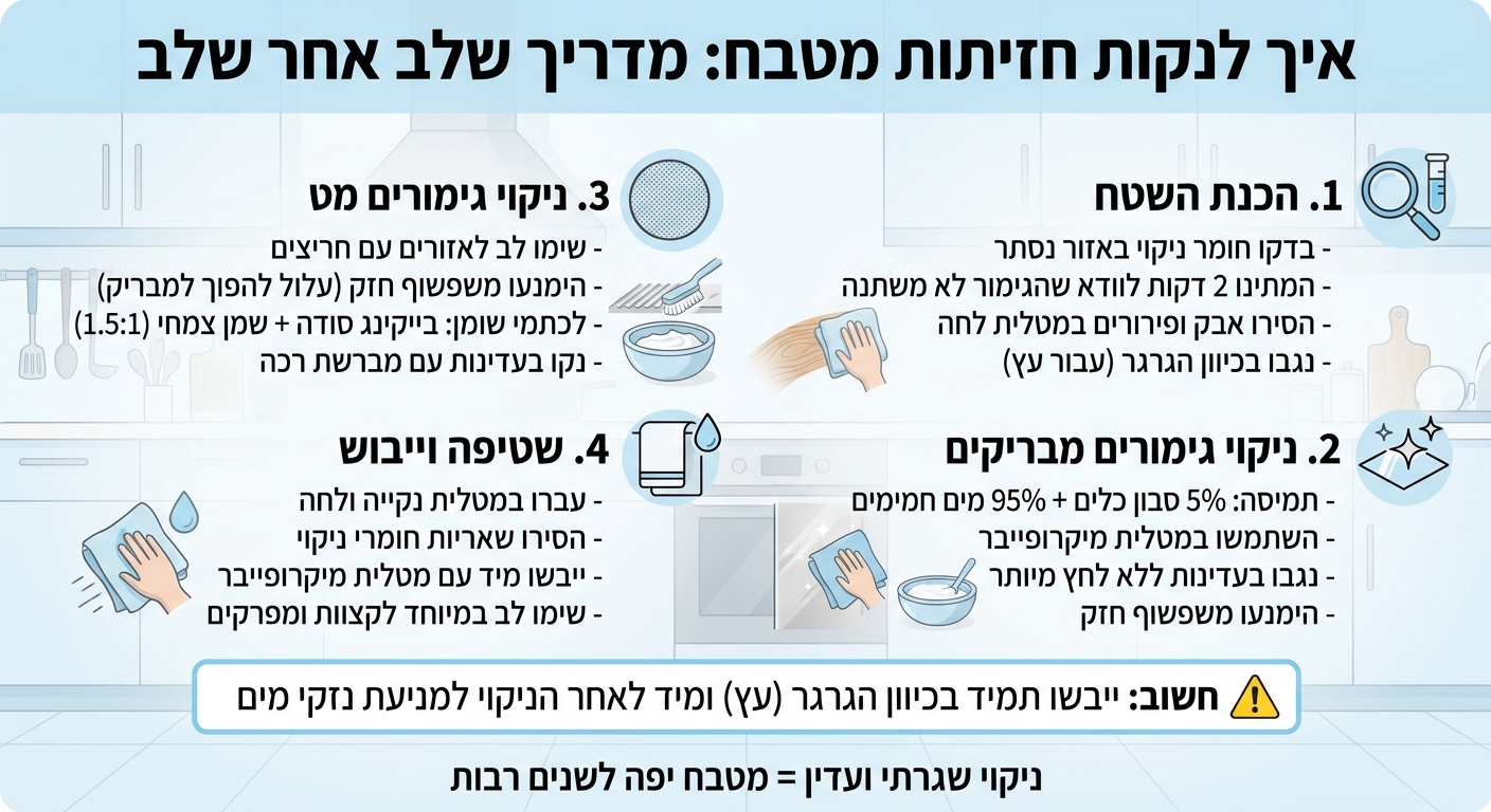 מדריך שלב אחר שלב לניקוי חזיתות מטבח בצורה בטוחה